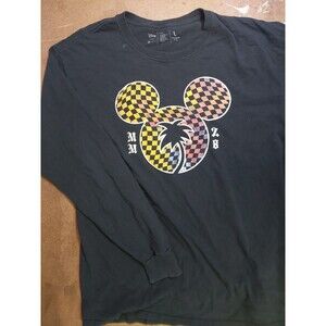 Disney Collection By Neff  Long Sleeve  Mickey Mouse Flowers/Stars Black Large